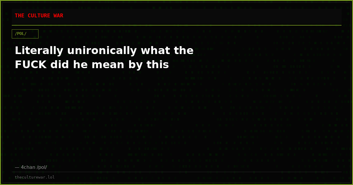 Literally unironically what the FUCK did he mean by this