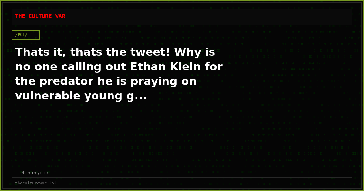 Thats it, thats the tweet! Why is no one calling out Ethan Klein for the predator he is praying on vulnerable young g...
