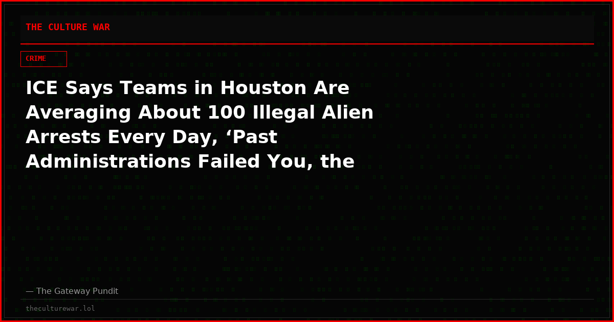 ICE Says Teams in Houston Are Averaging About 100 Illegal Alien Arrests Every Day, ‘Past Administrations Failed You, the American People’