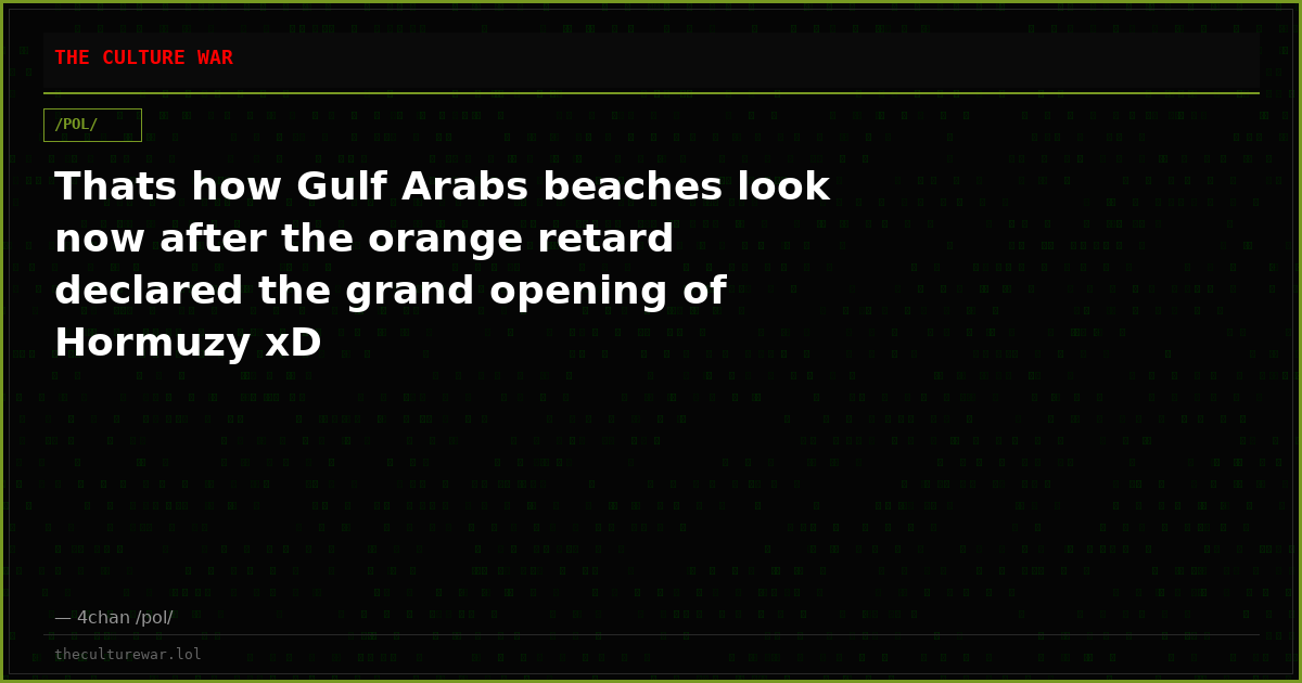 Thats how Gulf Arabs beaches look now after the orange retard declared the grand opening of Hormuzy xD