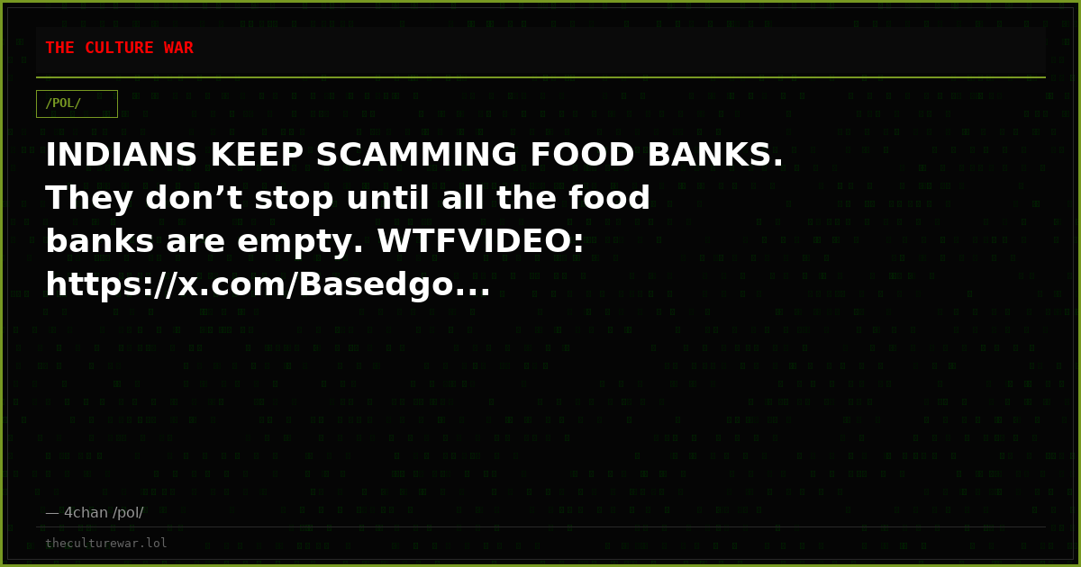 INDIANS KEEP SCAMMING FOOD BANKS. They don’t stop until all the food banks are empty. WTFVIDEO: https://x.com/Basedgo...