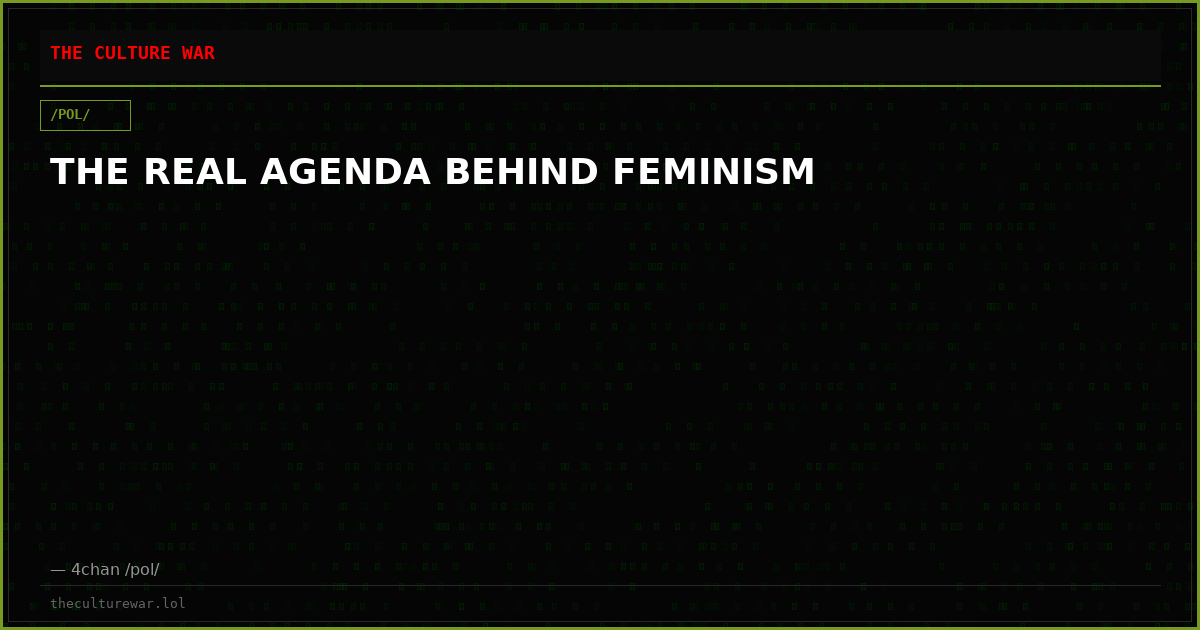 THE REAL AGENDA BEHIND FEMINISM