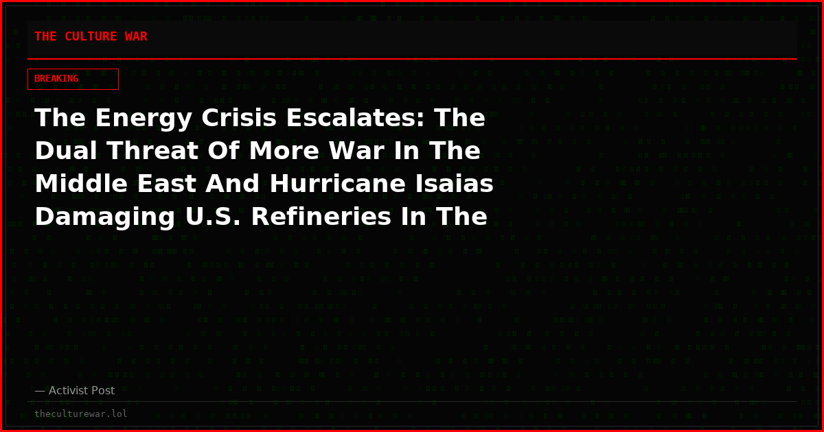 The Energy Crisis Escalates: The Dual Threat Of More War In The Middle East And Hurricane Isaias Damaging U.S. Refineries In The Gulf Is Pushing Oil Prices Even Higher