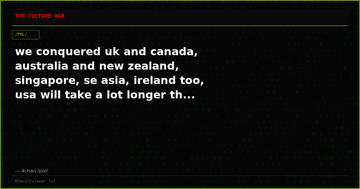 we conquered uk and canada, australia and new zealand, singapore, se asia, ireland too, usa will take a lot longer th...