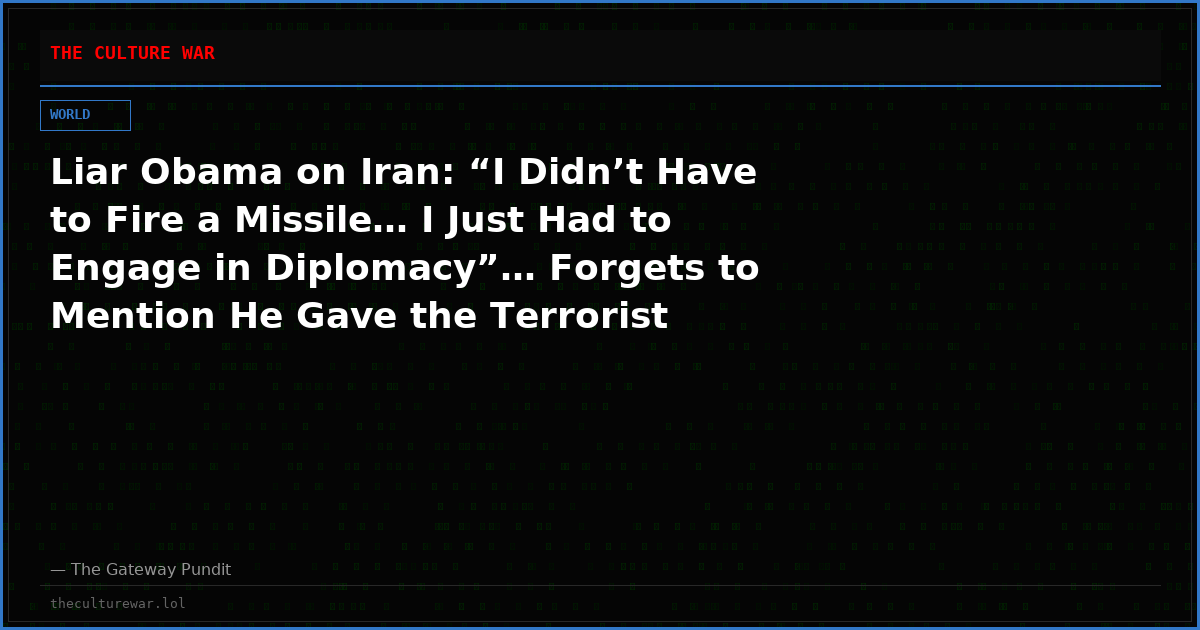 Liar Obama on Iran: “I Didn’t Have to Fire a Missile… I Just Had to Engage in Diplomacy”… Forgets to Mention He Gave the Terrorist Regime a Pallet of Cash in the Middle of the Night!