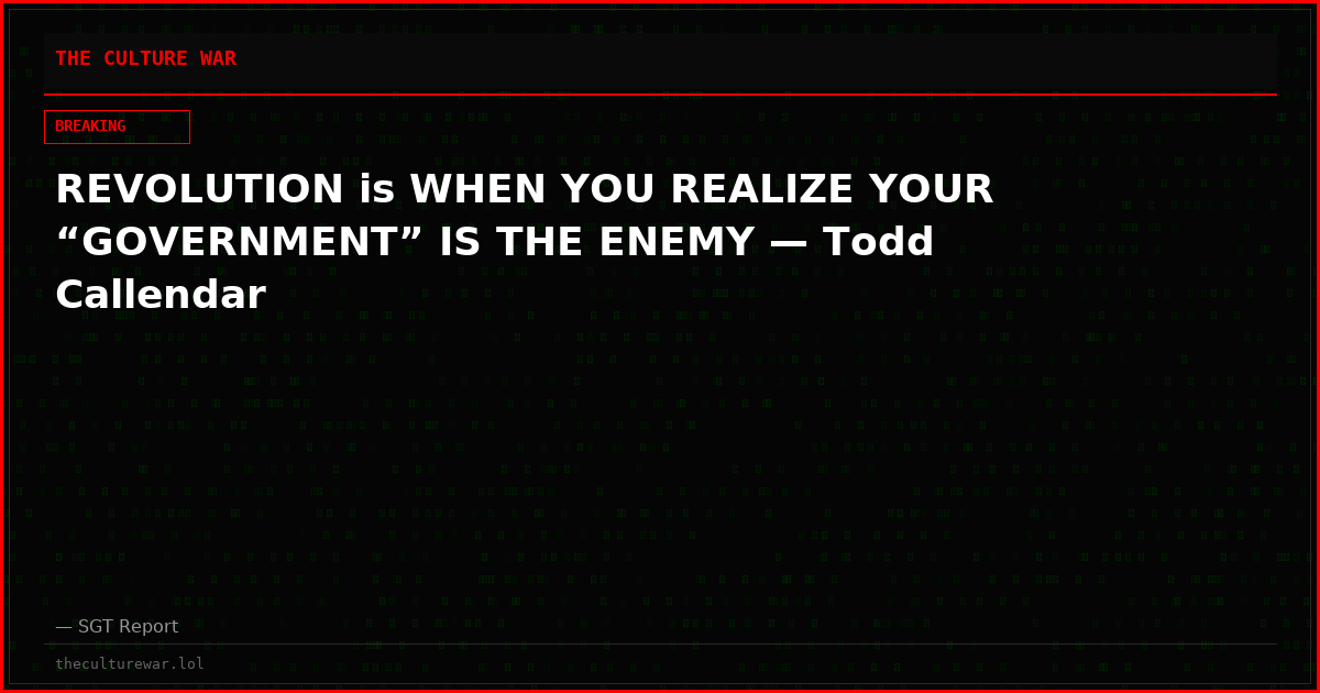 REVOLUTION is WHEN YOU REALIZE YOUR “GOVERNMENT” IS THE ENEMY — Todd Callendar