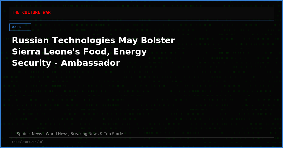 Russian Technologies May Bolster Sierra Leone's Food, Energy Security - Ambassador