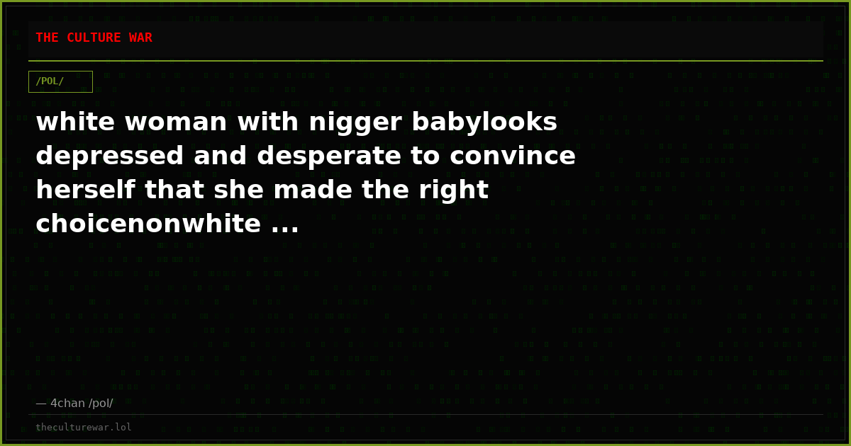 white woman with nigger babylooks depressed and desperate to convince herself that she made the right choicenonwhite ...