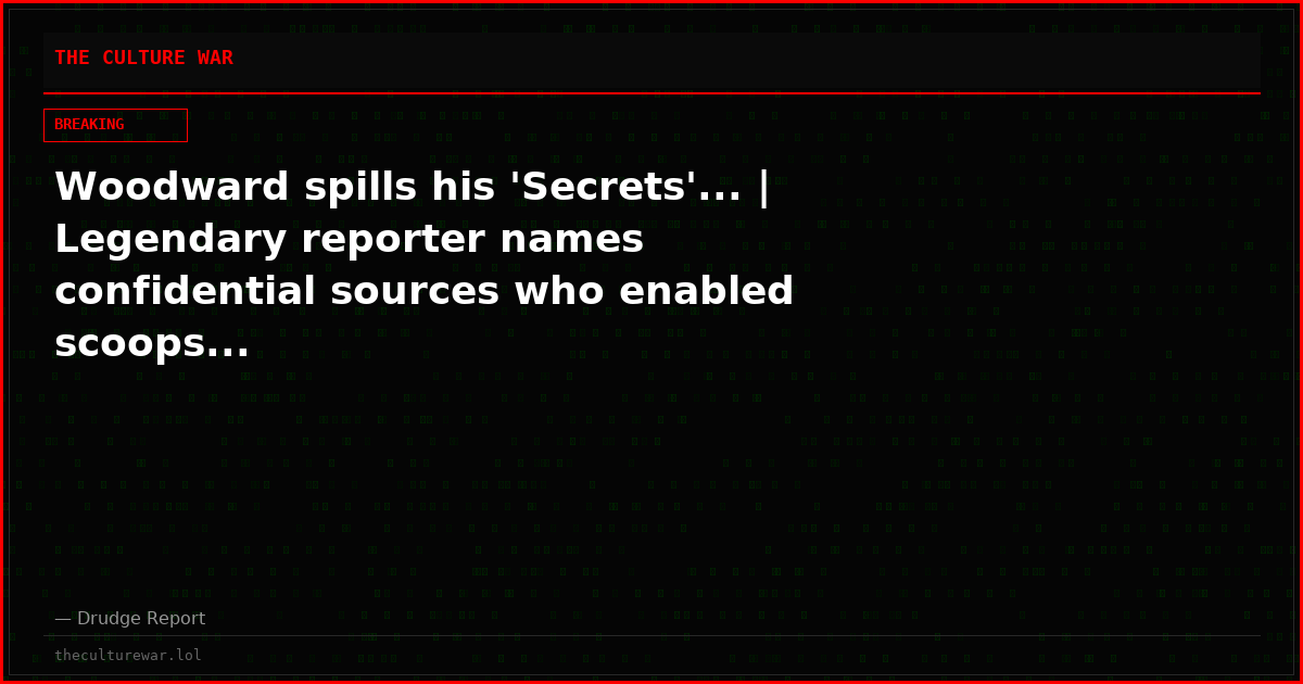 Woodward spills his 'Secrets'... | Legendary reporter names confidential sources who enabled scoops...