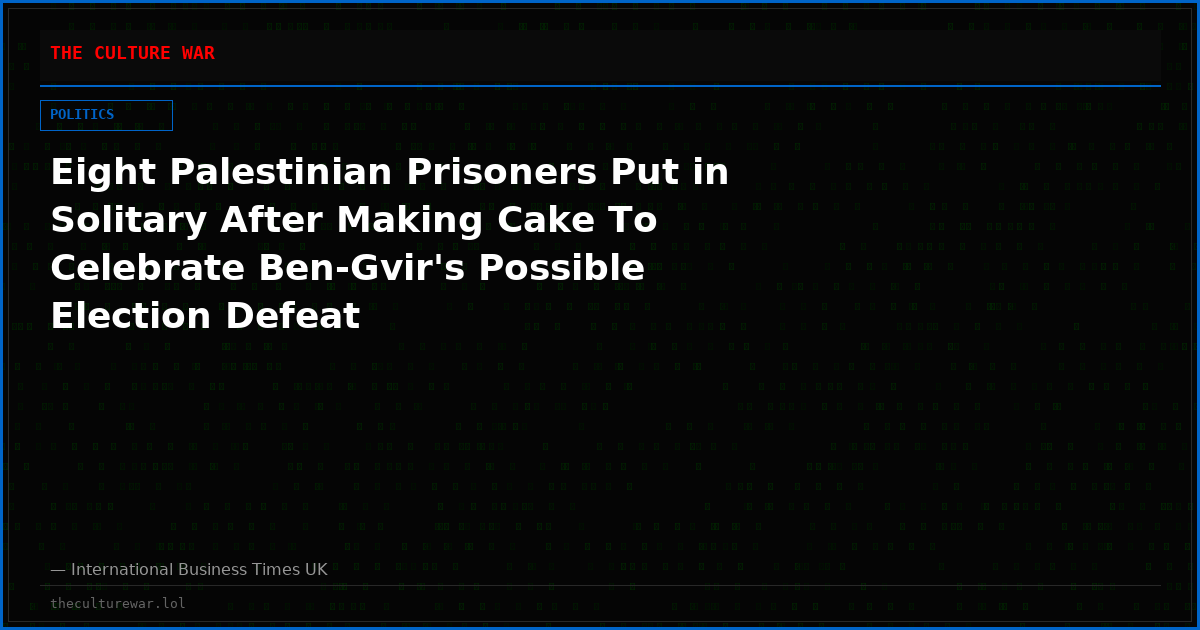 Eight Palestinian Prisoners Put in Solitary After Making Cake To Celebrate Ben-Gvir's Possible Election Defeat