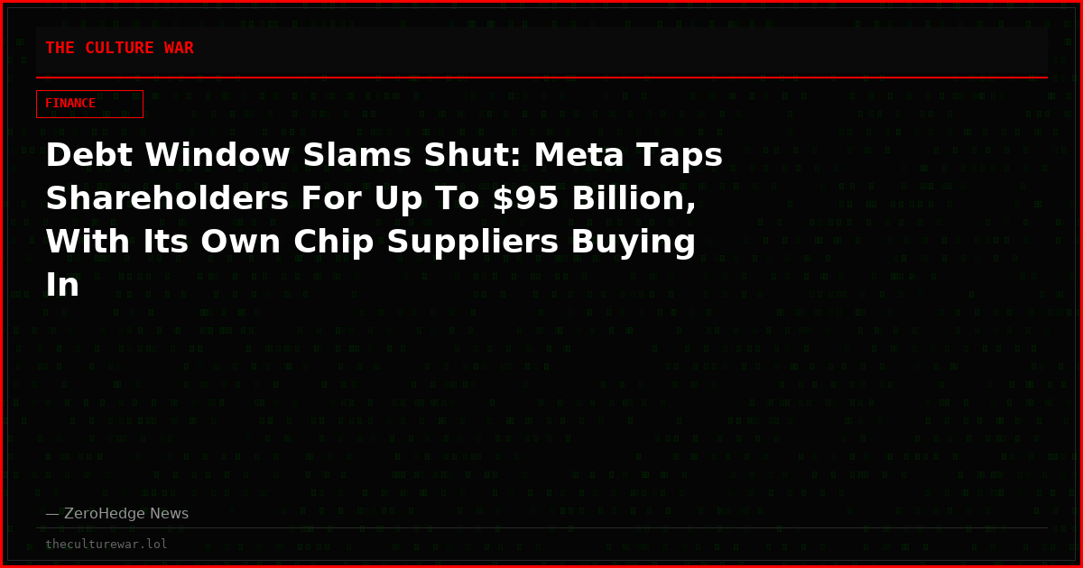 Debt Window Slams Shut: Meta Taps Shareholders For Up To $95 Billion, With Its Own Chip Suppliers Buying In