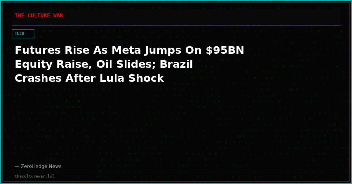 Futures Rise As Meta Jumps On $95BN Equity Raise, Oil Slides; Brazil Crashes After Lula Shock