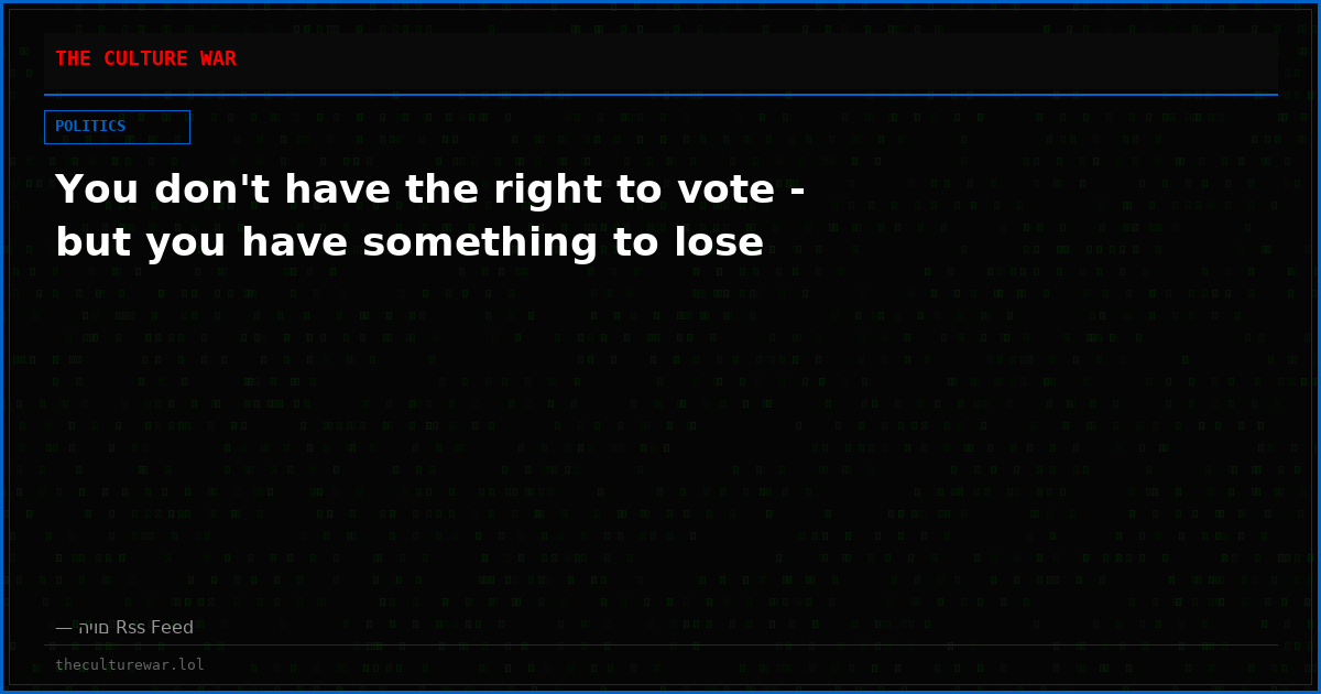 You don't have the right to vote - but you have something to lose