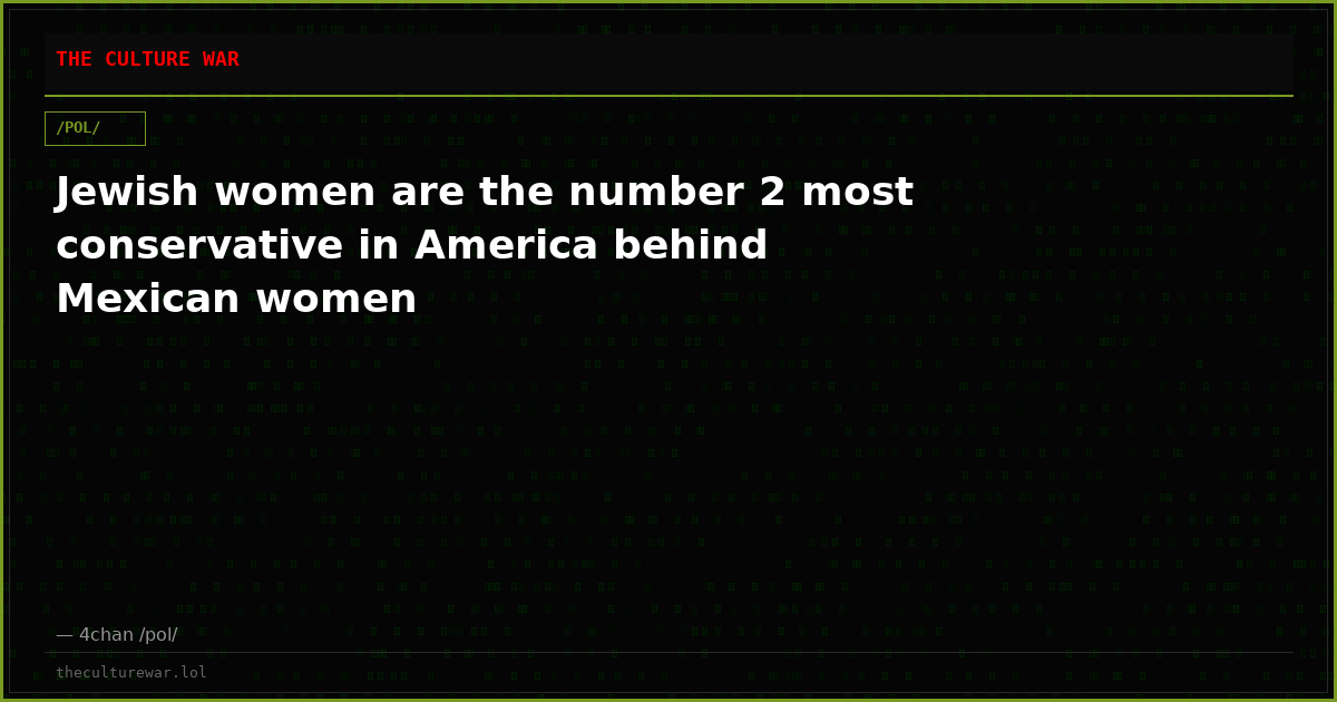 Jewish women are the number 2 most conservative in America behind Mexican women