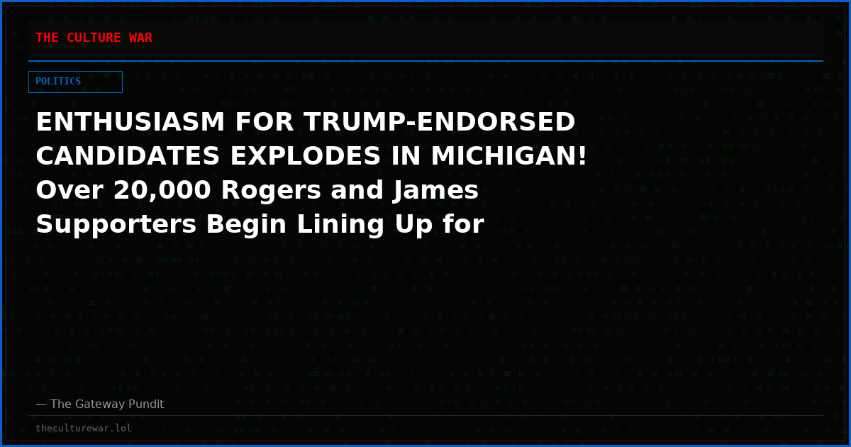 ENTHUSIASM FOR TRUMP-ENDORSED CANDIDATES EXPLODES IN MICHIGAN! Over 20,000 Rogers and James Supporters Begin Lining Up for Arena Rally 24 Hrs in Advance — Hundreds More Line the Streets — Versus Just 4,000 at Obama’s Tiny Detroit High School Rally for Far-Left Candidates El-Sayed and Benson [WATCH]