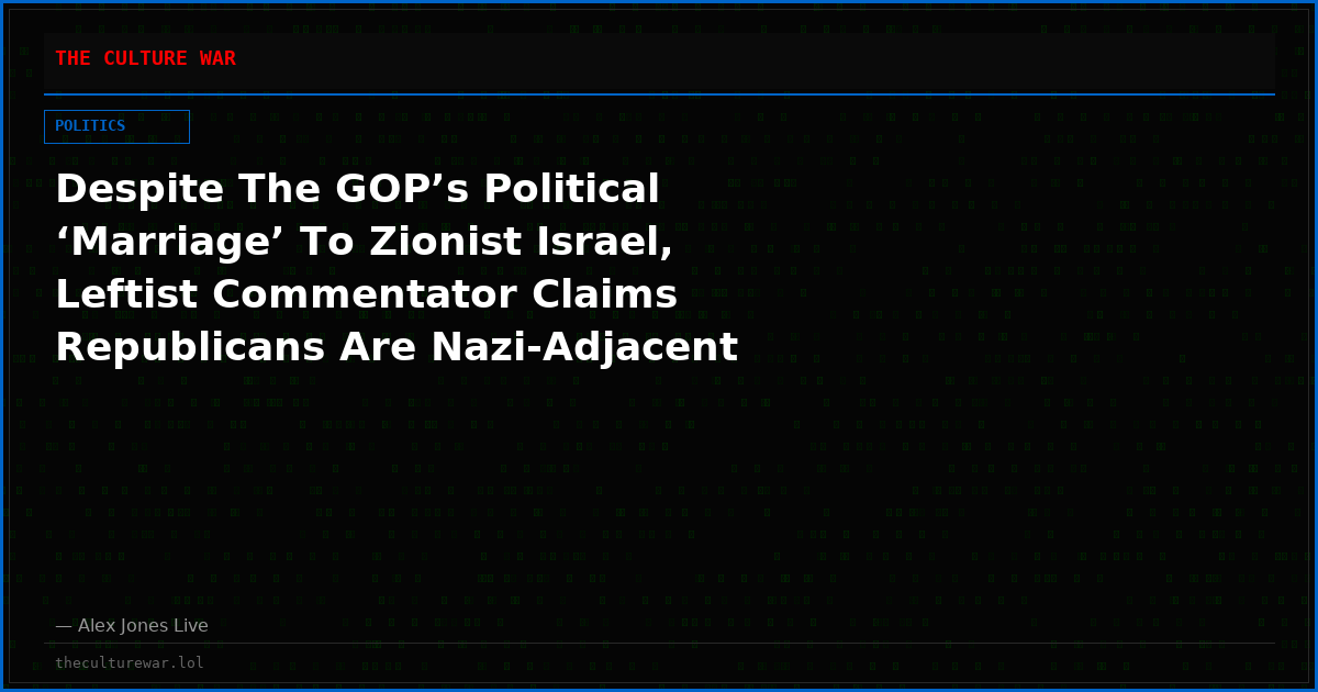 Despite The GOP’s Political ‘Marriage’ To Zionist Israel, Leftist Commentator Claims Republicans Are Nazi-Adjacent