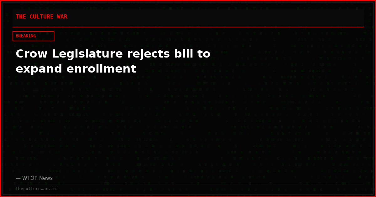 Crow Legislature rejects bill to expand enrollment