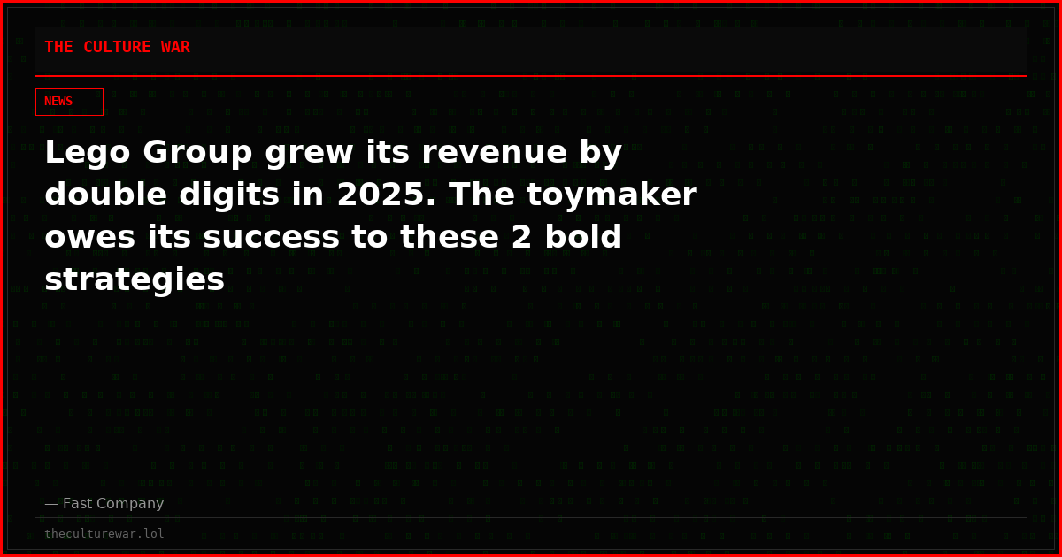 Lego Group grew its revenue by double digits in 2025. The toymaker owes its success to these 2 bold strategies