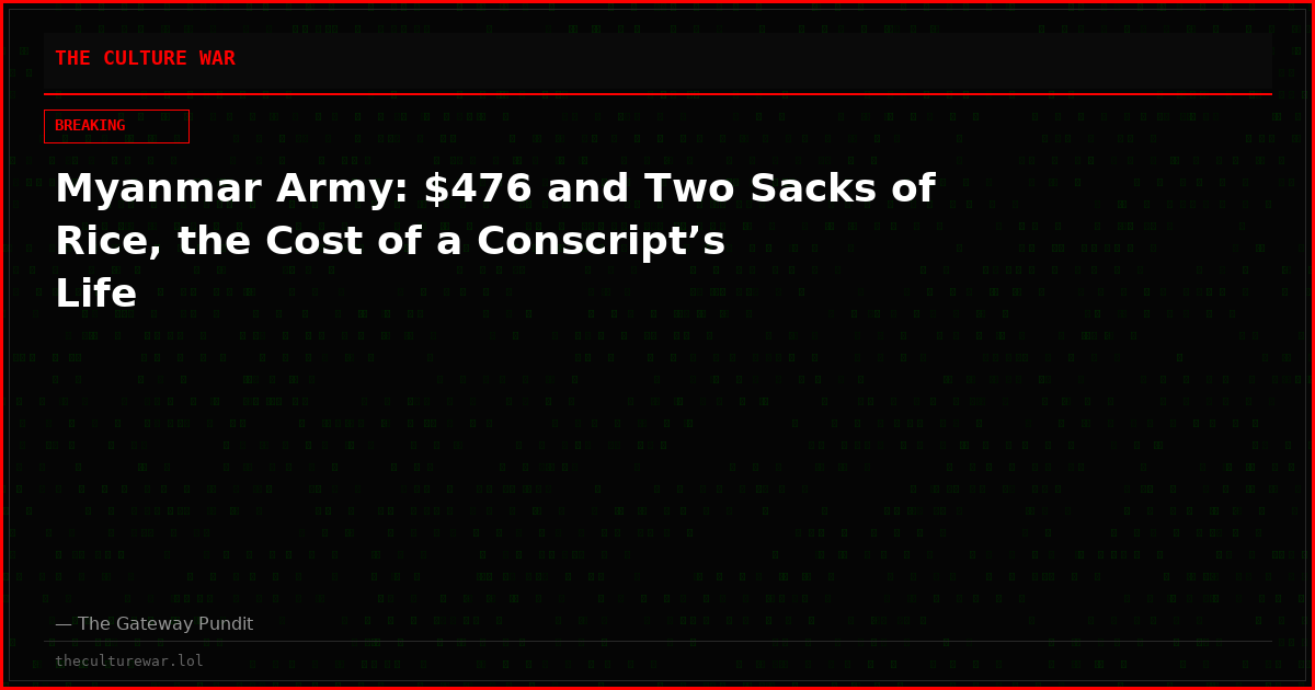 Myanmar Army: $476 and Two Sacks of Rice, the Cost of a Conscript’s Life