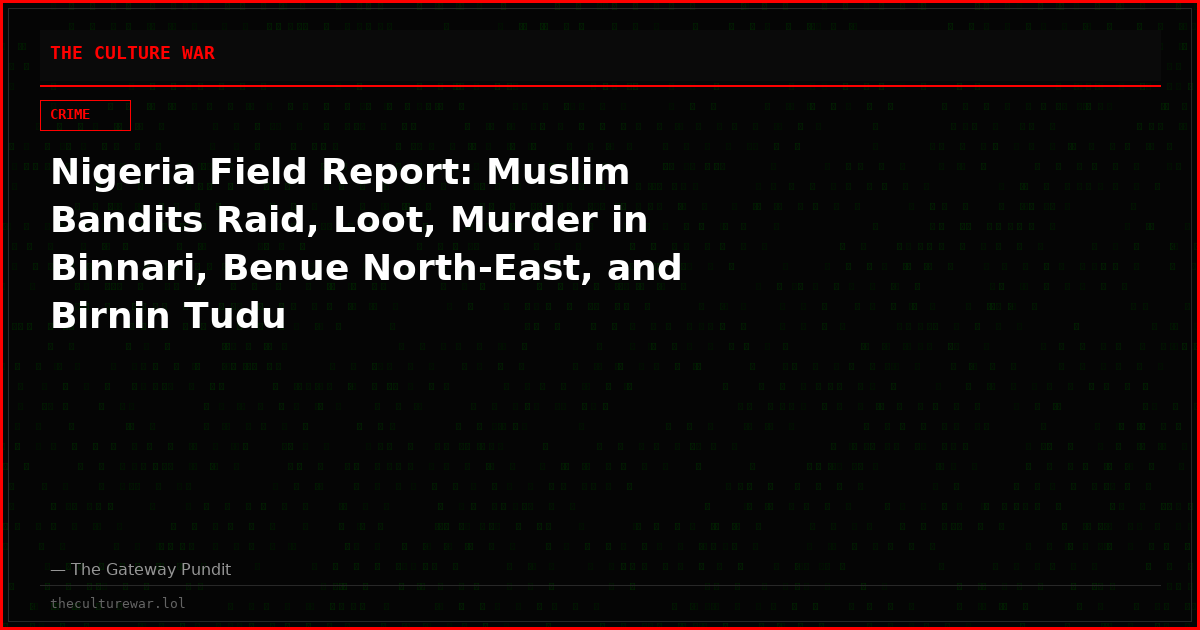 Nigeria Field Report: Muslim Bandits Raid, Loot, Murder in Binnari, Benue North-East, and Birnin Tudu