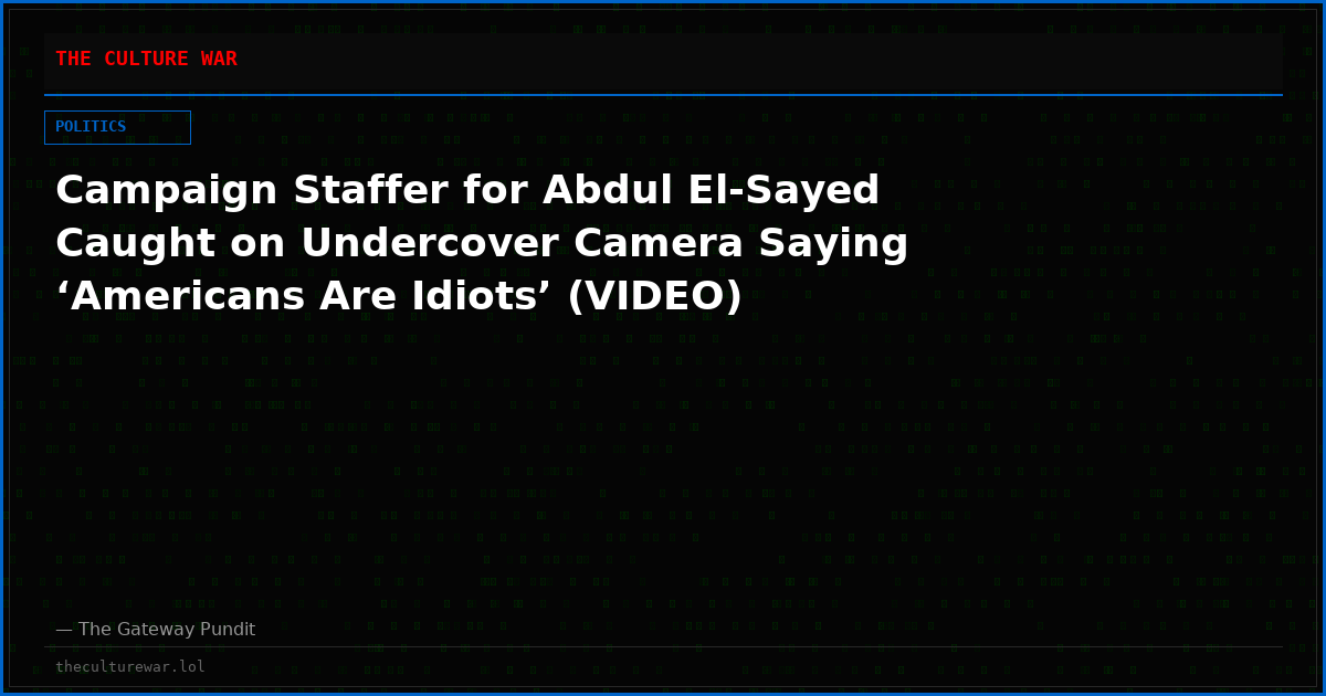 Campaign Staffer for Abdul El-Sayed Caught on Undercover Camera Saying ‘Americans Are Idiots’ (VIDEO)