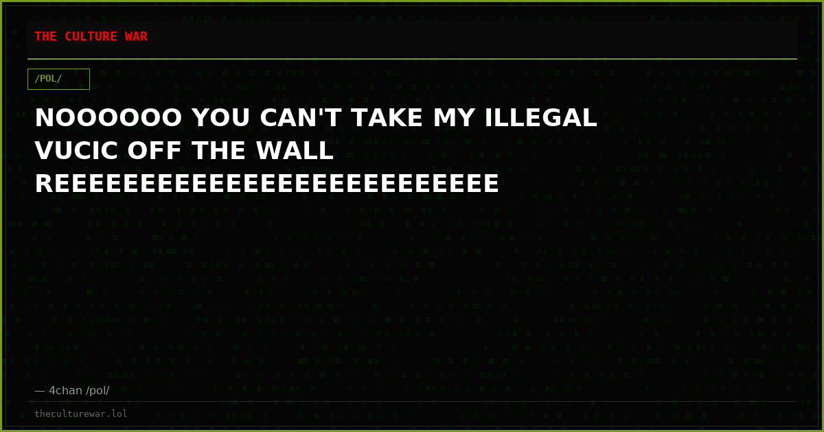 NOOOOOO YOU CAN'T TAKE MY ILLEGAL VUCIC OFF THE WALL REEEEEEEEEEEEEEEEEEEEEEEEEE