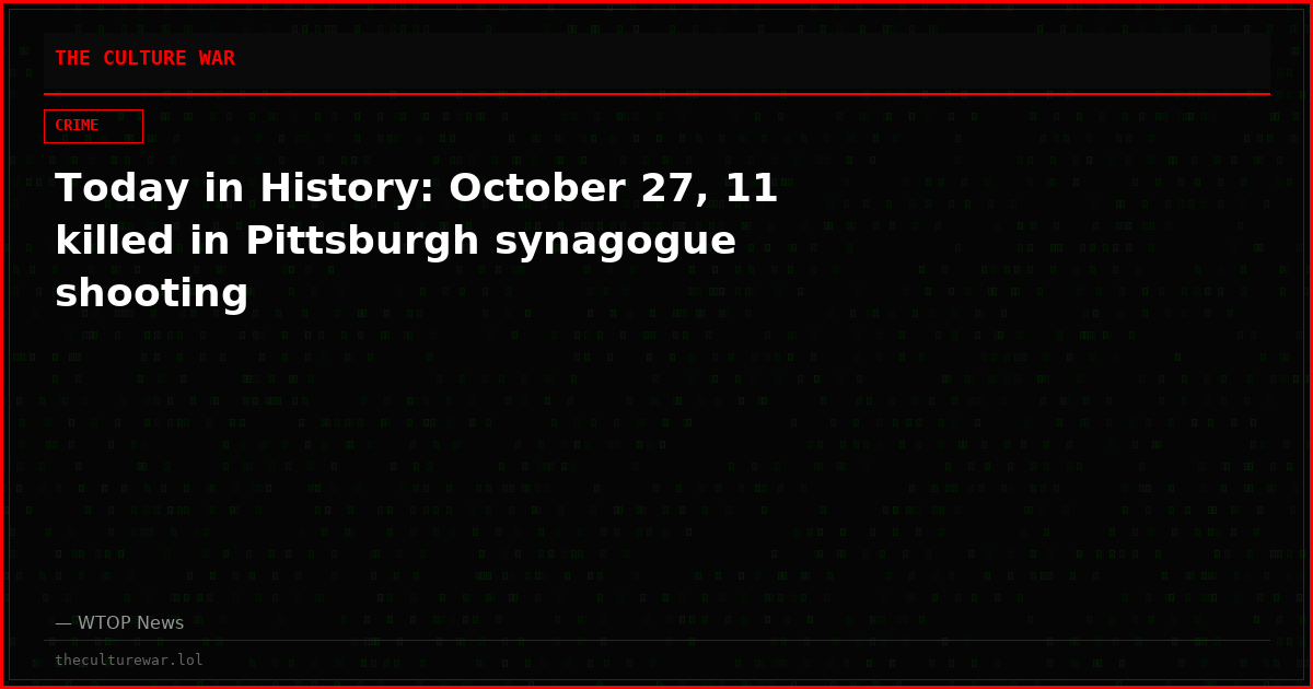 Today in History: October 27, 11 killed in Pittsburgh synagogue shooting