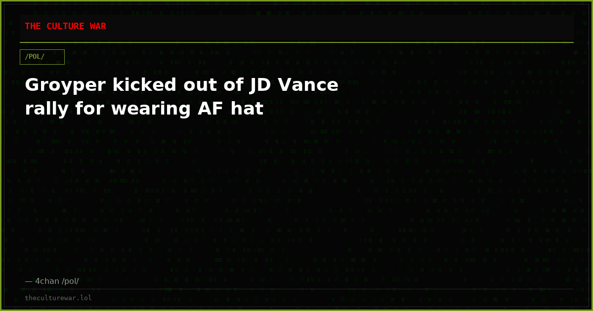 Groyper kicked out of JD Vance rally for wearing AF hat