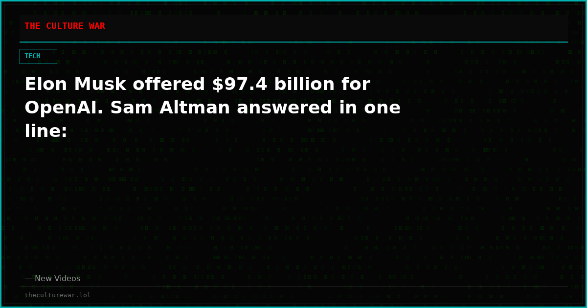 Elon Musk offered $97.4 billion for OpenAI. Sam Altman answered in one line: