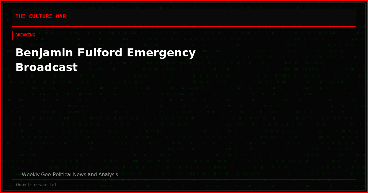 Benjamin Fulford Emergency Broadcast