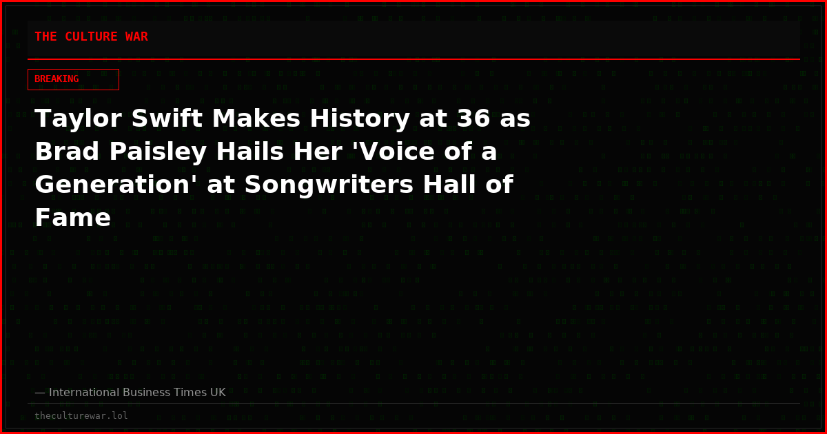 Taylor Swift Makes History at 36 as Brad Paisley Hails Her 'Voice of a Generation' at Songwriters Hall of Fame