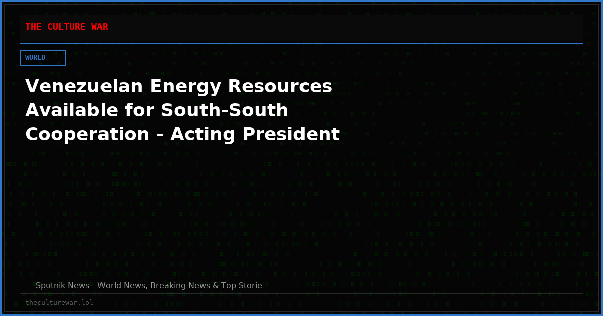 Venezuelan Energy Resources Available for South-South Cooperation - Acting President