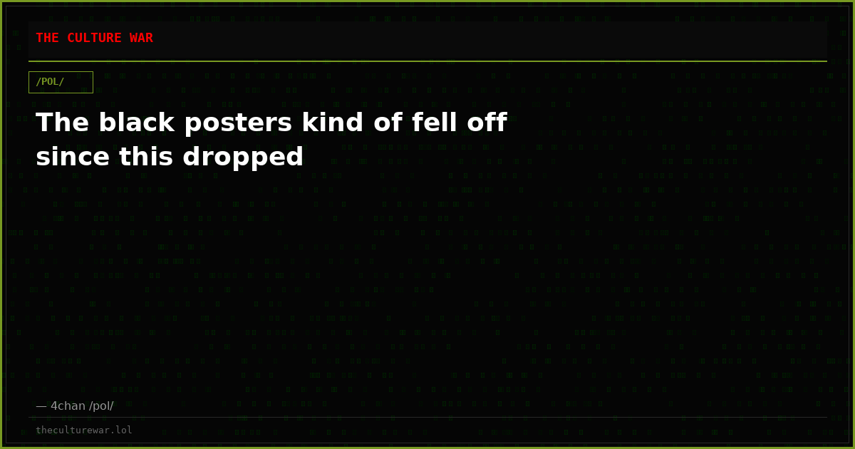 The black posters kind of fell off since this dropped