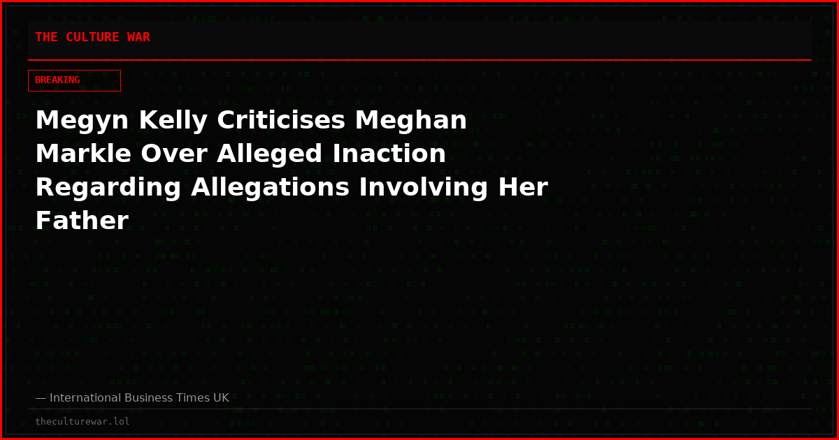 Megyn Kelly Criticises Meghan Markle Over Alleged Inaction Regarding Allegations Involving Her Father