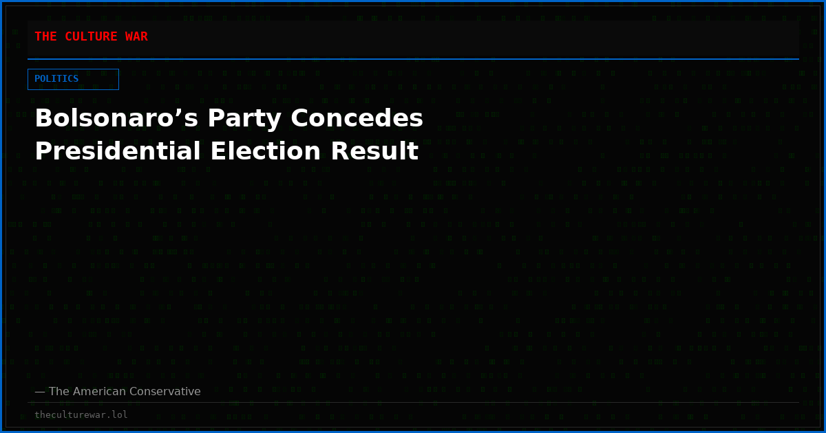Bolsonaro’s Party Concedes Presidential Election Result
