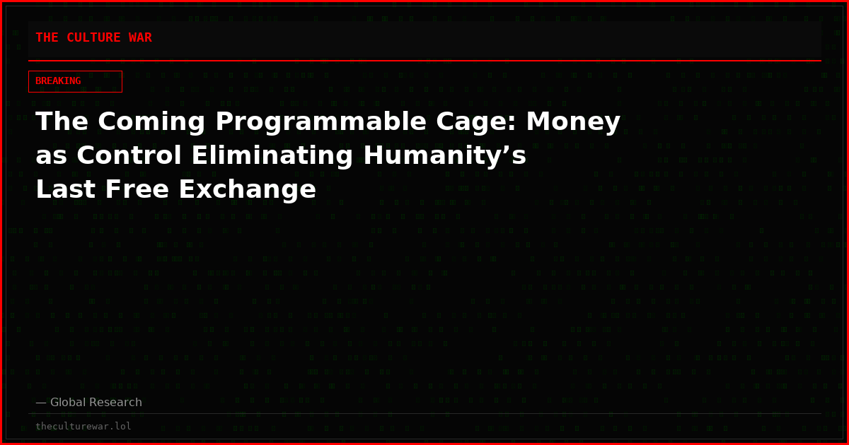 The Coming Programmable Cage: Money as Control Eliminating Humanity’s Last Free Exchange