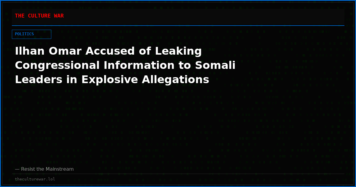 Ilhan Omar Accused of Leaking Congressional Information to Somali Leaders in Explosive Allegations