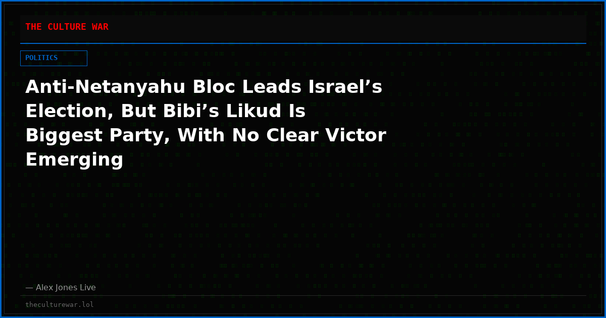 Anti-Netanyahu Bloc Leads Israel’s Election, But Bibi’s Likud Is Biggest Party, With No Clear Victor Emerging