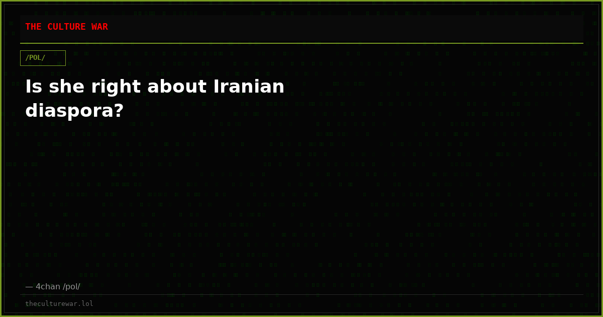 Is she right about Iranian diaspora?