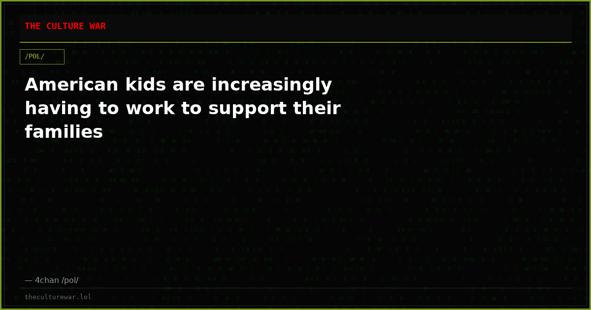 American kids are increasingly having to work to support their families