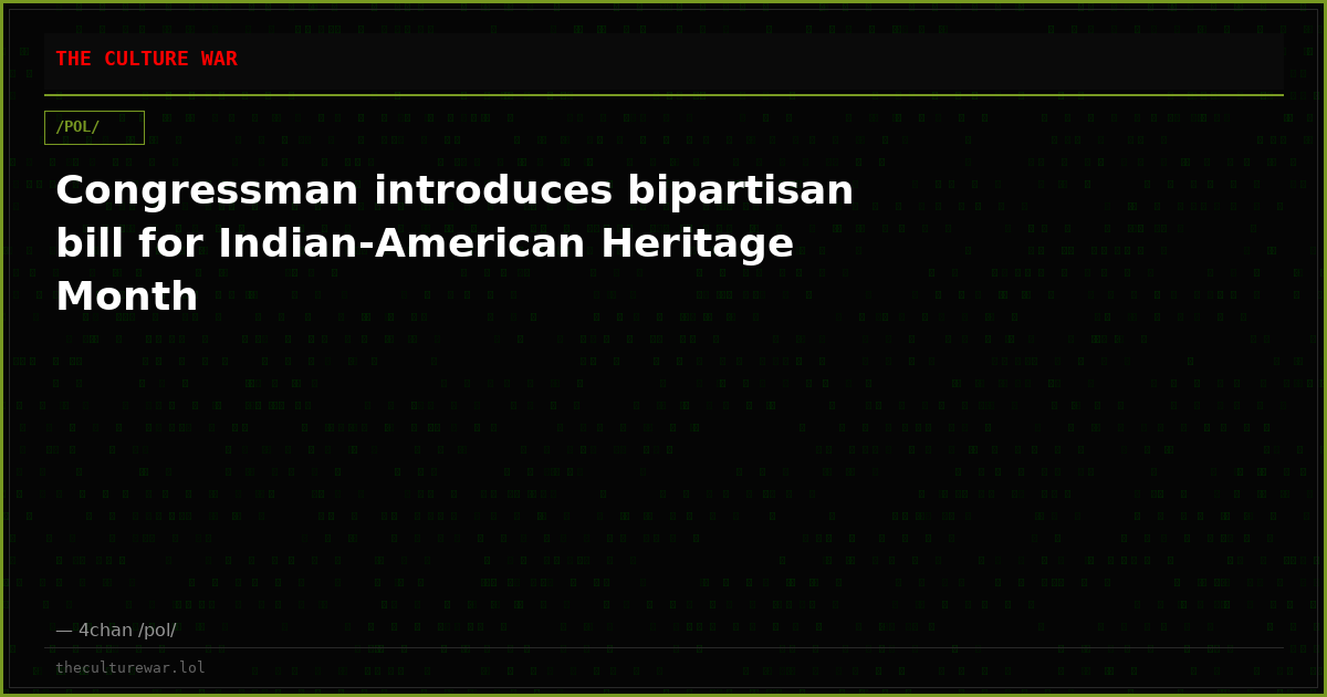 Congressman introduces bipartisan bill for Indian-American Heritage Month