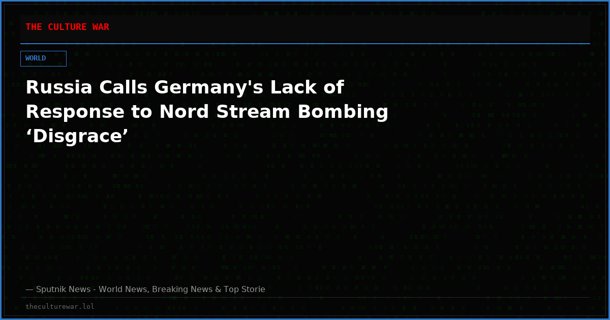 Russia Calls Germany's Lack of Response to Nord Stream Bombing ‘Disgrace’