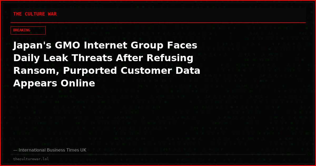 Japan's GMO Internet Group Faces Daily Leak Threats After Refusing Ransom, Purported Customer Data Appears Online