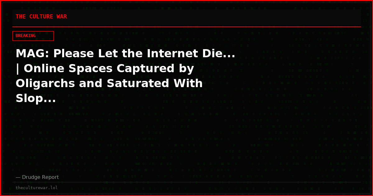 MAG: Please Let the Internet Die... | Online Spaces Captured by Oligarchs and Saturated With Slop...