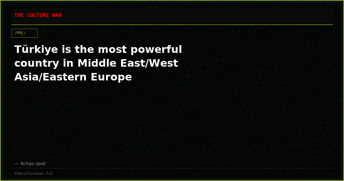 Türkiye is the most powerful country in Middle East/West Asia/Eastern Europe