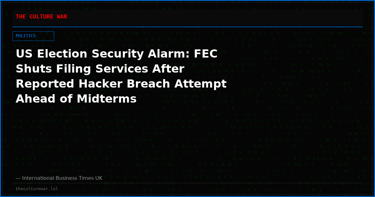 US Election Security Alarm: FEC Shuts Filing Services After Reported Hacker Breach Attempt Ahead of Midterms