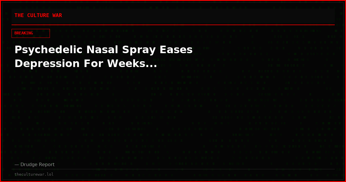 Psychedelic Nasal Spray Eases Depression For Weeks...