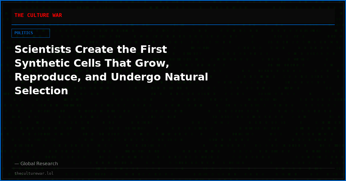 Scientists Create the First Synthetic Cells That Grow, Reproduce, and Undergo Natural Selection
