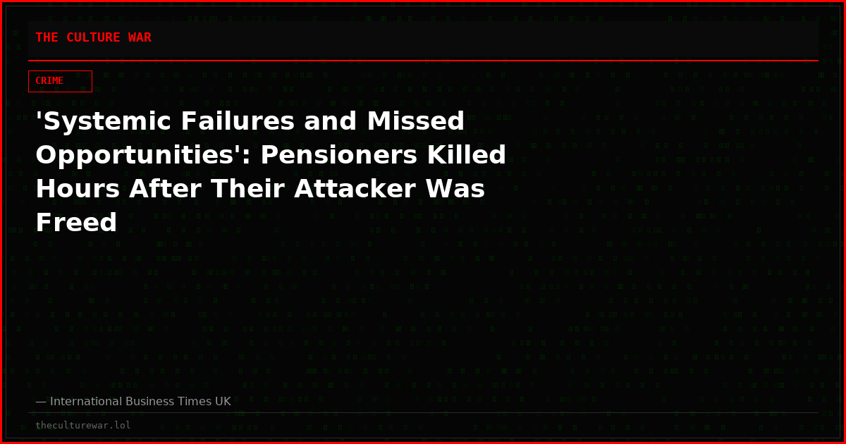 'Systemic Failures and Missed Opportunities': Pensioners Killed Hours After Their Attacker Was Freed