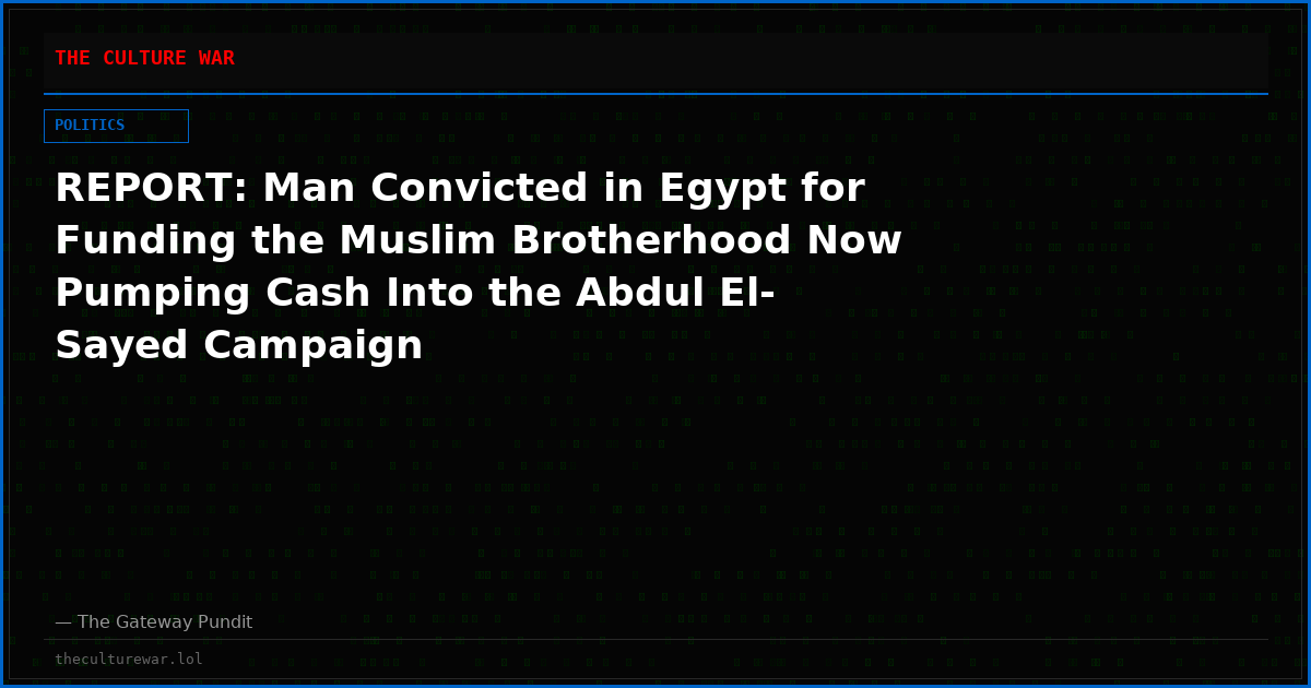 REPORT: Man Convicted in Egypt for Funding the Muslim Brotherhood Now Pumping Cash Into the Abdul El-Sayed Campaign